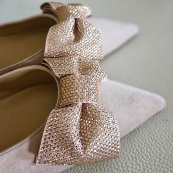 Ann Taylor D'Orsay Suede Crystal Accent Bow Pump, 2 " heels, size 8.5 M - Picture 5 of 8